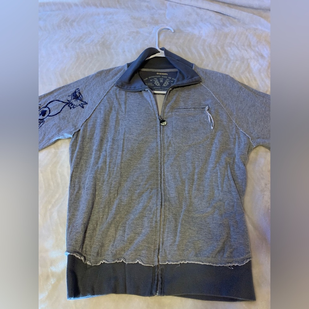 Diesel brand medium long sleeve grey full zip jacket.lightweight vintage rare